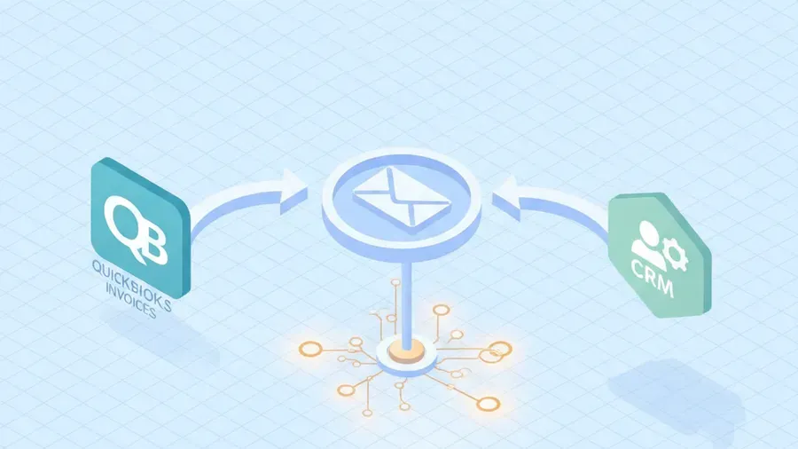 Automated workflow connecting QuickBooks invoices, email, and a CRM without manual data entry
