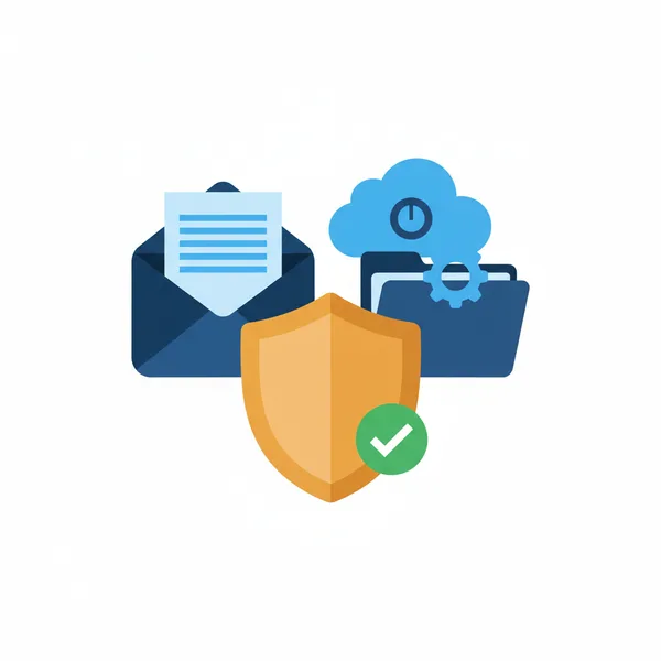 Illustration of managing Gmail, Drive, and user access from one secure Google Workspace hub