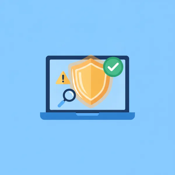 Illustration of a security analyst reviewing endpoint alerts on a monitoring dashboard