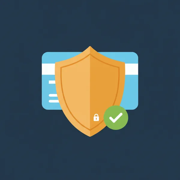 Illustration of a payment card protected by a shield and lock