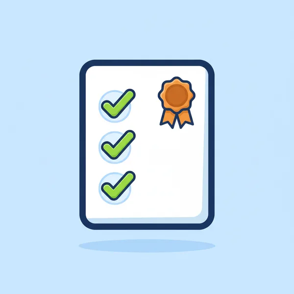 Illustration of an audit report with a certified badge and checkmark